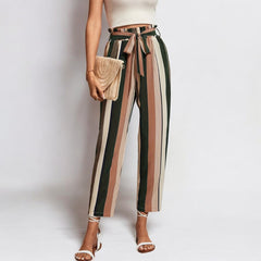 Striped Printed Ankle Length Pants