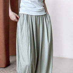 Thin Elastic Waist Drooping Wide Leg Pants