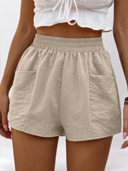 Women High Waist A Line Wide Casual Shorts