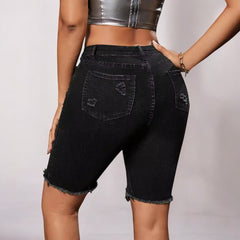 High Waist Slim Fit Casual Denim Shorts