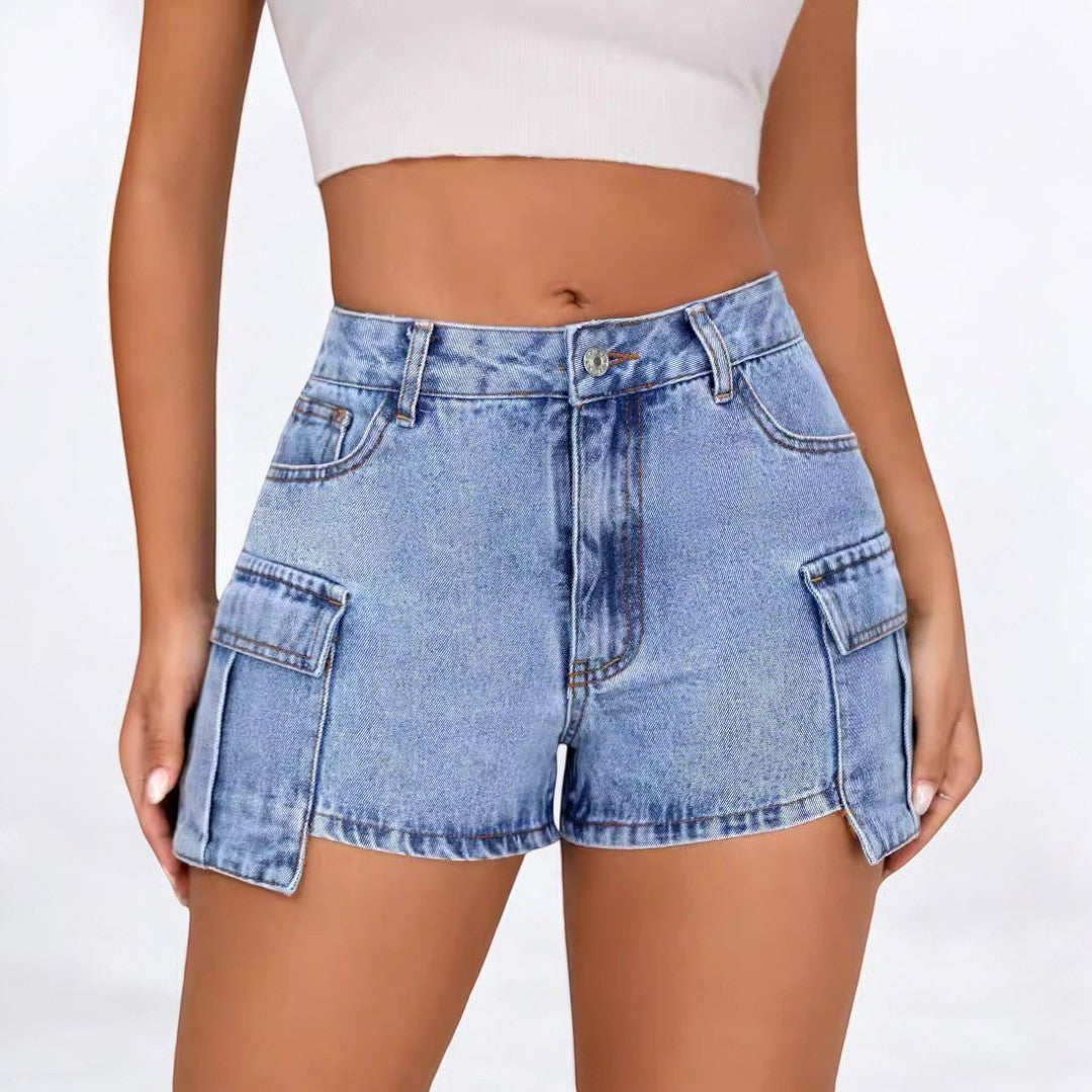 Low Rise Slim Fit Denim Shorts