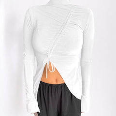 Long Sleeve Mock Neck Asymmetric Top