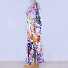 Rayon Printed Mid Length Beach Cover Up