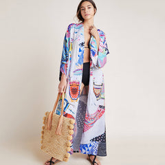 Rayon Printed Mid Length Beach Cover Up
