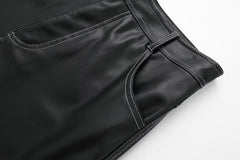Fashionable Faux Leather Wide Leg Pants