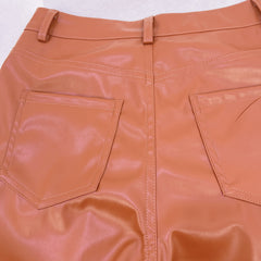High Waist Faux Leather Wide Leg Straight Casual Leather Pants