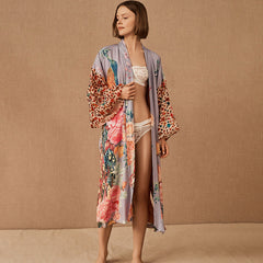 Peacock Positioning Printed Vacation Beach Cover Up