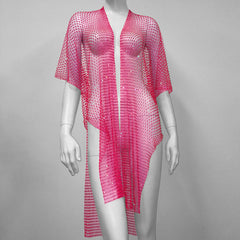 Mesh Rhinestone Fishnet Bikini Dress