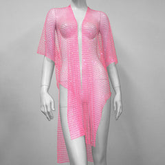 Mesh Rhinestone Fishnet Bikini Dress