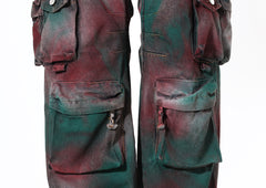 Cool Painted High Waist Loose Multi Pocket Workwear Jeans