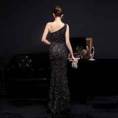 Sexy Heavy Craft Colorful Sequin Party Evening Dress