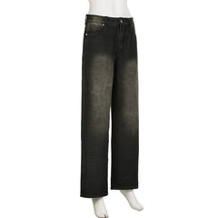 Street Retro Straight Low Waist Loose Mop Daddy Jeans