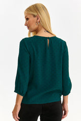 3/4 length sleeves loose fit green blouse