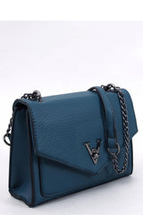 V-shaped clasp blue messenger bag