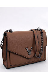 V-shaped clasp beige messenger bag
