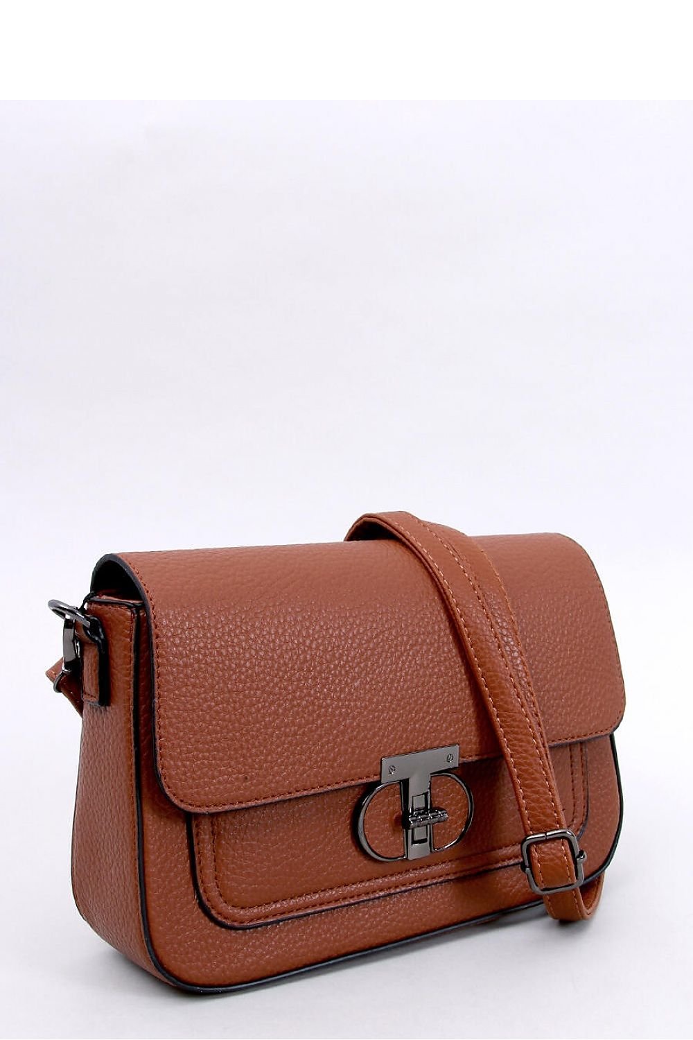 Brown messenger bag stylish clasp with a flap