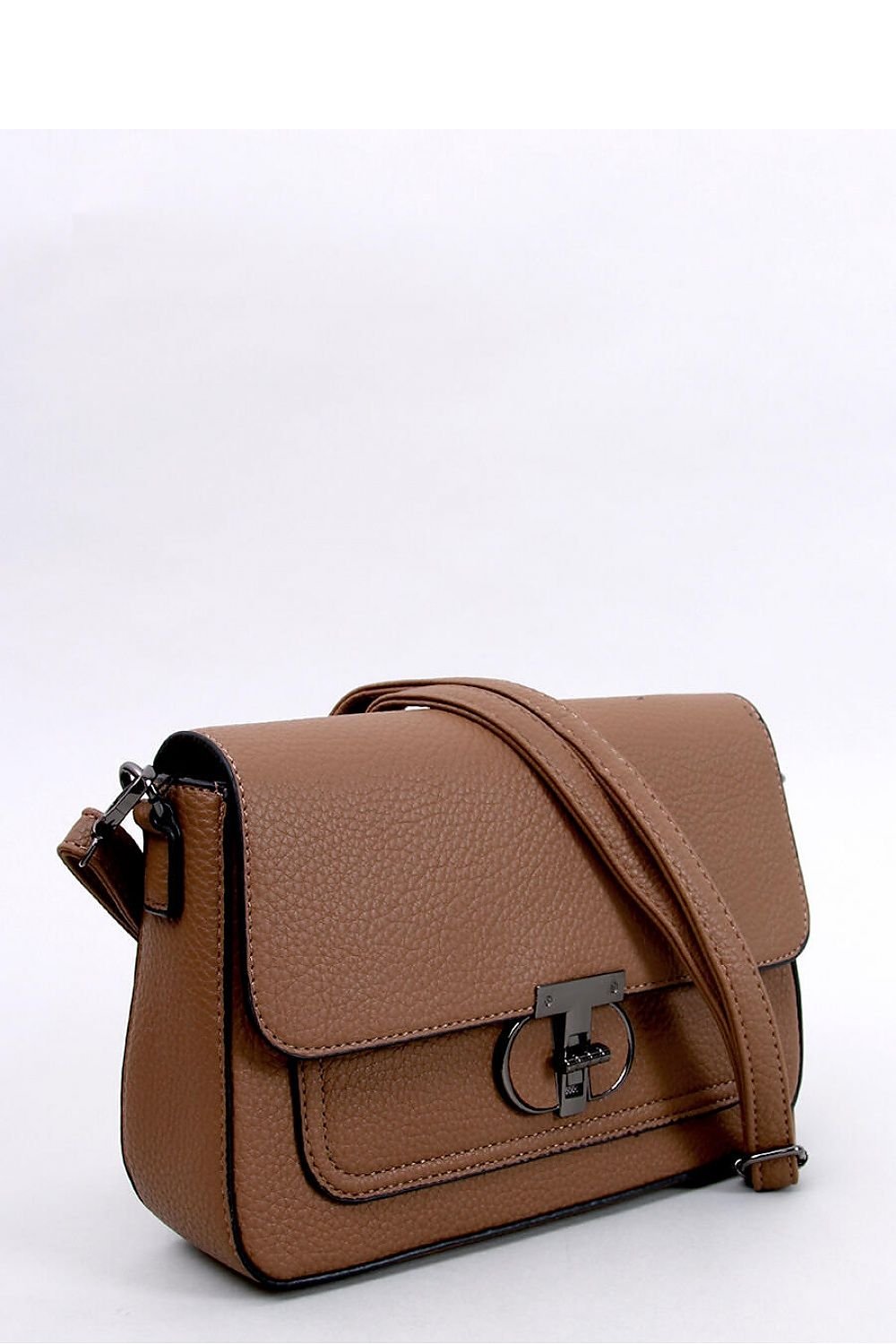 Beige messenger bag stylish clasp with a flap