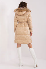 Winter quilted jacket with hood with fur