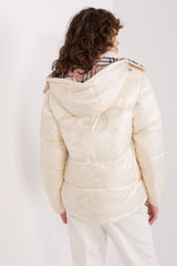 Beige jacket with a detachable hood