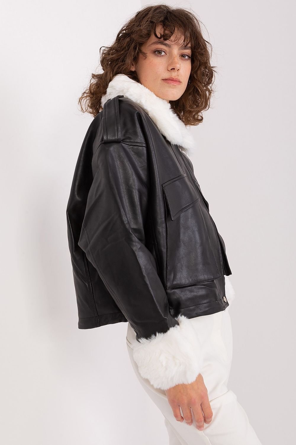 Lined eco leather jacket