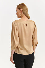 3/4 length buffet sleeves beige blouse