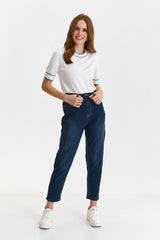 Pleasant-to-touch denim fabric navy jeans
