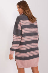 Colorful stripes wxtended back sweater daydress