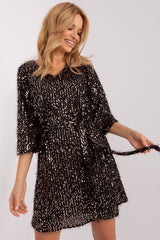 3/4 sleeves sequined evening dress