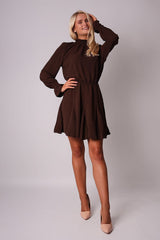 Chocolate skater dress with crinkle detailing