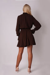 Chocolate skater dress with crinkle detailing