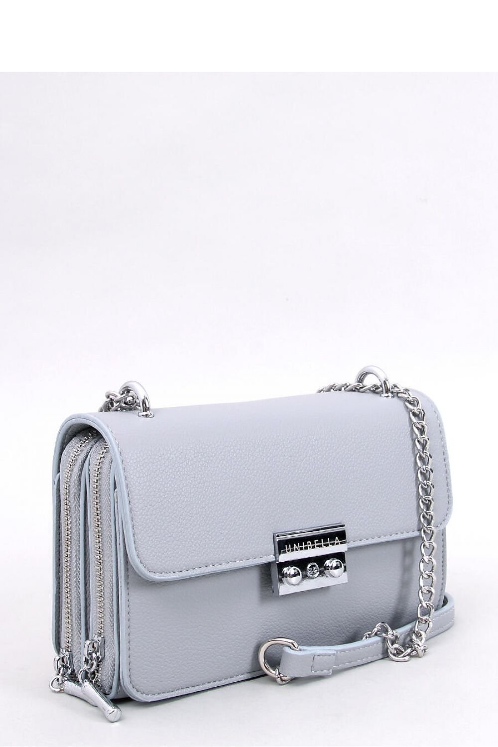 Gray messenger bag with a stylish snap closure