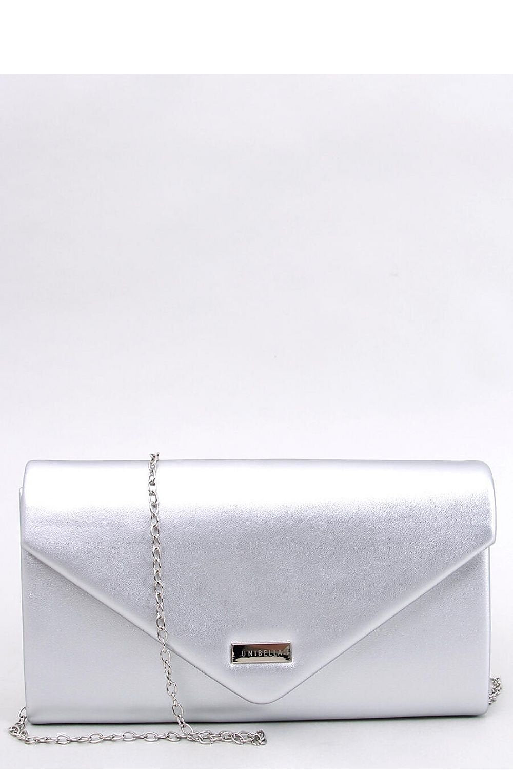 Envelope clutch bag with a silver chain