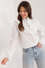Stand-up collar elegant white blouse