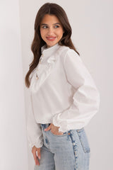Stand-up collar elegant white blouse