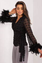 Varied texture elegant black blouse