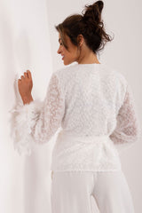 Varied texture elegant white blouse
