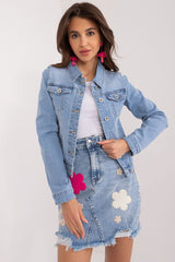 Denim jacket with decorative stitching
