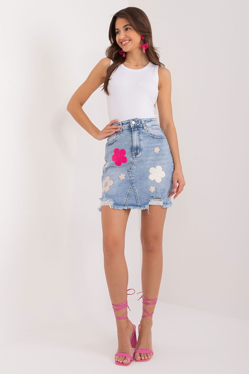 Printed flowers casual mini skirt