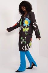 Elegant sewn-in shoulder pads colorful print jacket