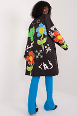 Elegant sewn-in shoulder pads colorful print jacket
