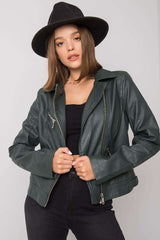 Dark green ecological leather jacket
