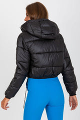 Down short quilted black jacket