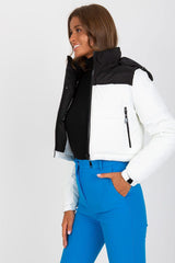 Down short quilted black jacket