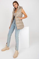 Down quilted vest with detachable hood