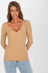 Long sleeves heart neck sweater