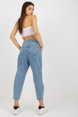 High-waisted jeans with zipper