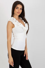 Top made of ribbed fabric without sleeves