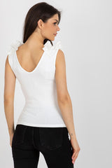 Top made of ribbed fabric without sleeves