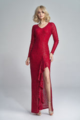 Elegant long red evening maxi dress