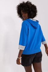 3/4 sleeves pattern short blue sweatshirt